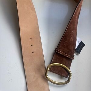 Banana Republic Brown Suede Belt with Gold Buckle